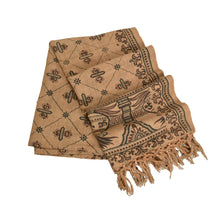 Load image into Gallery viewer, Sanskriti Vintage Long Pure Cotton Brown Shawl Block Printed Scarf Throw Stole
