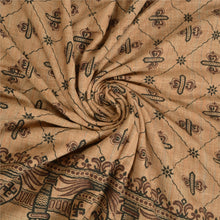 Load image into Gallery viewer, Sanskriti Vintage Long Pure Cotton Brown Shawl Block Printed Scarf Throw Stole
