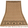Sanskriti Vintage Long Pure Cotton Brown Shawl Block Printed Scarf Throw Stole