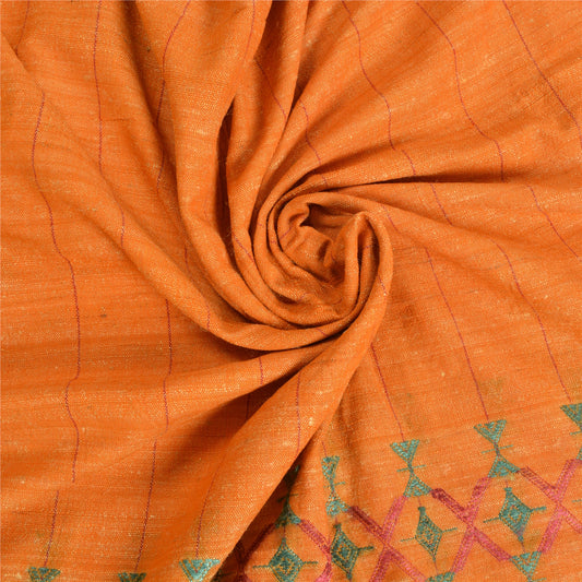 Санскрити Винтаж Длинный Оранжевый Чистый Хлопковый Шаль Вышитый Вручную Шарф Палантин