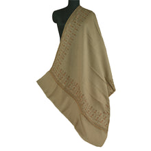 Load image into Gallery viewer, Sanskriti Vintage Long Pure Woollen Brown Shawl Handmade Suzani Scarf Stole
