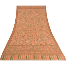 Load image into Gallery viewer, Sanskriti Vintage Long Woollen Beige Shawl Woven Scarf Throw Soft Stole
