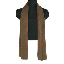 Load image into Gallery viewer, Sanskriti Vintage Long Pure Woollen Brown Shawl Handmade Suzani Scarf Stole
