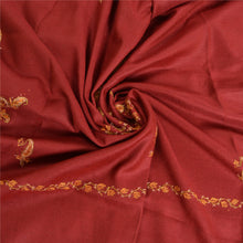 Load image into Gallery viewer, Sanskriti Vintage Long Pure Woollen Dark Red Shawl Handmade Suzani Scarf Stole
