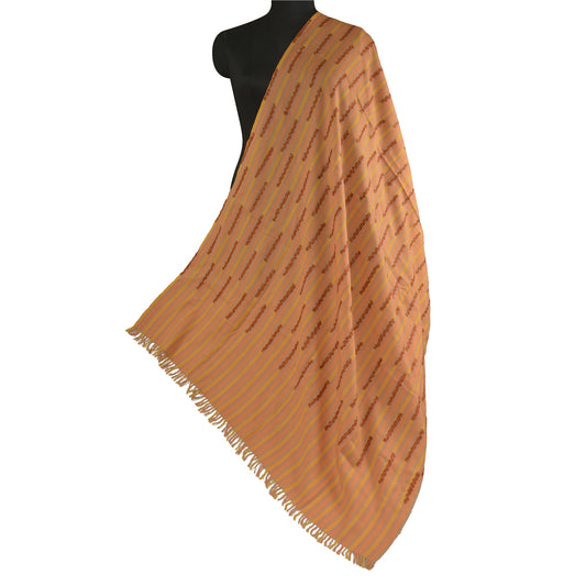 Sanskriti Vintage Long Pure Woolen Peach Shawl Handmade Suzani Scarf Stole