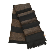 Load image into Gallery viewer, Sanskriti Vintage Long Pure Woollen Black Shawl Woven Scarf Throw Wrap Stole

