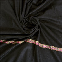 Load image into Gallery viewer, Sanskriti Vintage Long Woollen Black Shawl Hand Embroidered Suzani Scarf Stole
