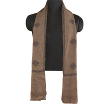 Load image into Gallery viewer, Sanskriti Vintage Long Pure Woolen Brown Shawl Handmade Suzani Scarf Stole
