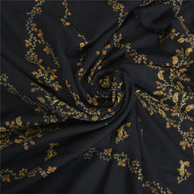 Load image into Gallery viewer, Sanskriti Vintage Long Pure Woollen Black Shawl Handmade Suzani Scarf Stole
