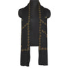 Sanskriti Vintage Long Pure Woollen Black Shawl Handmade Suzani Scarf Stole