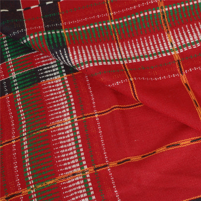 Sanskriti Vintage Long Red Pure Woolen Shawl Hand-Woven Scarf Throw Floral Stole