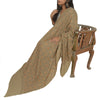 Sanskriti Vintage Ivory Pure Woolen Shawl Handmade Kantha Long Throw Stole
