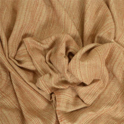 Sanskriti Vintage Long Cream Pure Woolen Shawl Woven Scarf Throw Soft Stole