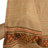 Sanskriti Vintage Long Cream Pure Woolen Shawl Woven Scarf Throw Soft Stole