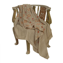 Load image into Gallery viewer, Sanskriti Vintage Long Brown Pure Woolen Shawl Hand Embroidered Scarf Stole
