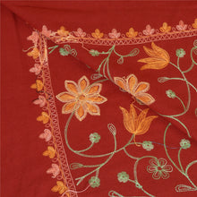 Load image into Gallery viewer, Sanskriti Vintage Long Dark Red Woolen Shawl Handmade Ari Work Scarf Stole
