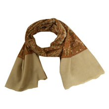 Load image into Gallery viewer, Sanskriti Vintage Long Brown Shawl 100% Pure Woven Scarf Throw Floral Stole
