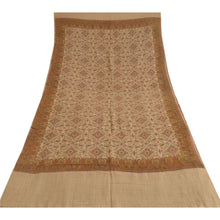 Load image into Gallery viewer, Sanskriti Vintage Long Brown Shawl Pure Woolen Woven Scarf Throw Floral Stole
