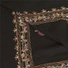 Sanskriti Vintage Long Black Pure Woolen Shawl Handmade Ari Work Scarf Stole