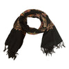 Sanskriti Vintage Long Black Pure Woolen Shawl Handmade Ari Work Scarf Stole