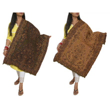 Load image into Gallery viewer, Sanskriti Vintage Long 100% Pure Woolen Woven Shawl Scarf Throw Brown Stole
