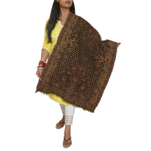 Load image into Gallery viewer, Sanskriti Vintage Long 100% Pure Woolen Woven Shawl Scarf Throw Brown Stole
