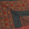 Sanskriti Vintage Long 100% Pure Woolen Grey Shawl Scarf Throw Floral Stole