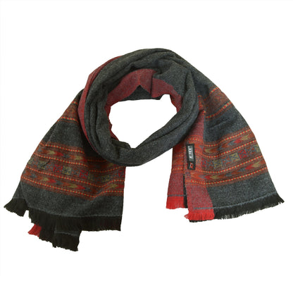 Sanskriti Vintage Long 100% Pure Woolen Grey Shawl Scarf Throw Floral Stole