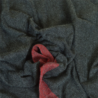 Sanskriti Vintage Long 100% Pure Woolen Grey Shawl Scarf Throw Floral Stole