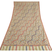 Load image into Gallery viewer, Sanskriti Vintage Long Ivory Pure Woolen Woven Shawl Scarf Throw Floral Stole
