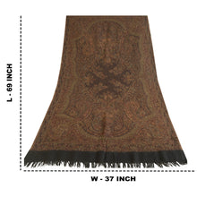 Load image into Gallery viewer, Sanskriti Vintage Long 100% Pure Woolen Brown Shawl Scarf Throw Soft Stole
