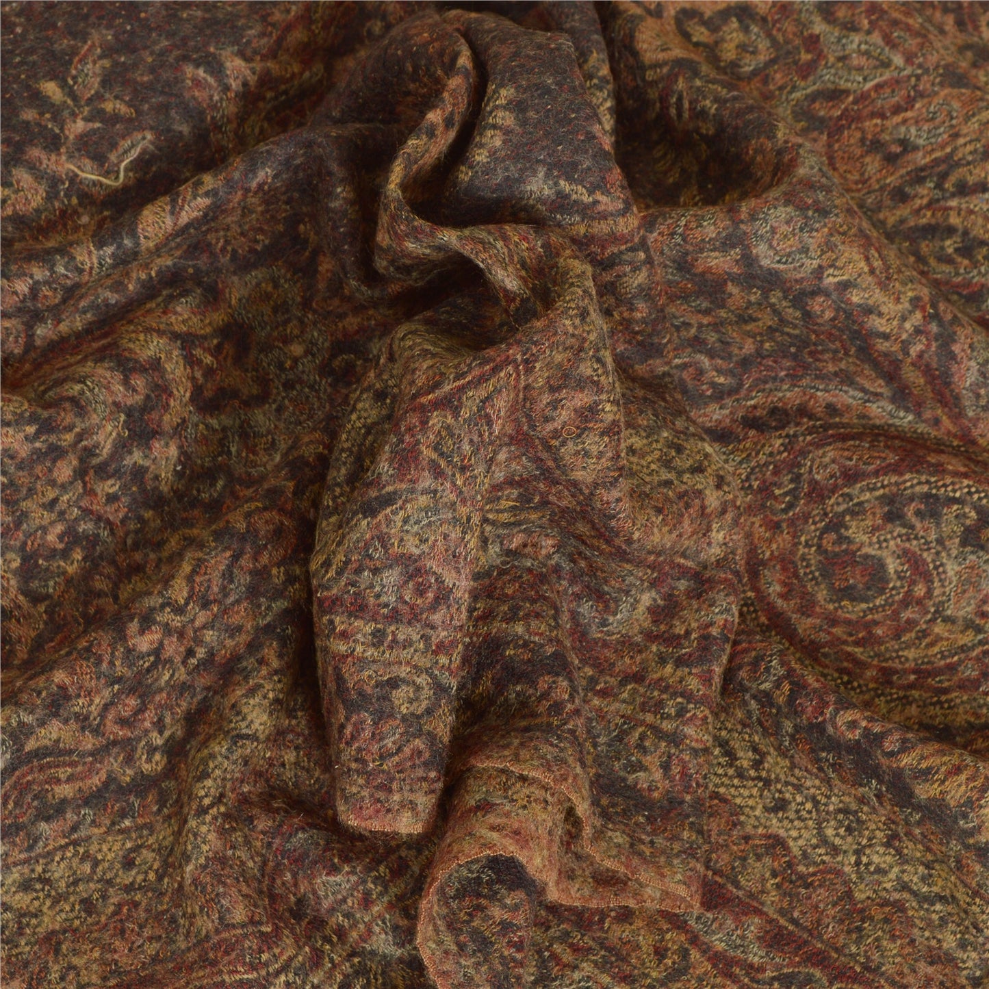 Sanskriti Vintage Long 100% Pure Woolen Brown Shawl Scarf Throw Soft Stole