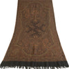 Sanskriti Vintage Long 100% Pure Woolen Brown Shawl Scarf Throw Soft Stole