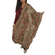 Sanskriti Vintage Long Pure Woolen Reversible Shawl Woven Scarf Throw Stole