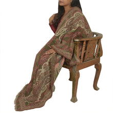 Load image into Gallery viewer, Sanskriti Vintage Long Pure Woolen Reversible Shawl Woven Scarf Throw Stole
