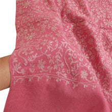 Load image into Gallery viewer, Sanskriti Vintage Long Pink Pure Woolen Shawl Handmade Ari Work Scarf Stole
