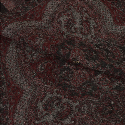 Sanskriti Vintage Long Black Pure Woolen Shawl Handmade Ari Scarf Wrap Stole