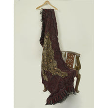 Load image into Gallery viewer, Sanskriti Vintage Long Black Pure Woolen Shawl Handmade Ari Scarf  Wrap Stole
