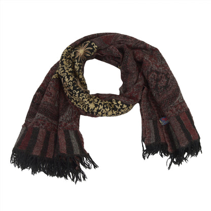 Sanskriti Vintage Long Black Pure Woolen Shawl Handmade Ari Scarf Wrap Stole