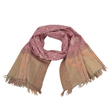 Load image into Gallery viewer, Sanskriti Vintage Long Pink/Brown Pure Woolen Shawl Handmade Ari Scarf Stole
