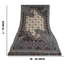Load image into Gallery viewer, Sanskriti Vintage Long Black/Ivory Pure Woolen Shawl Handmade Scarf  Wrap Stole
