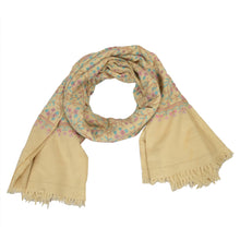 Load image into Gallery viewer, Sanskriti Vintage Long Shawl Pure Woven Ivory Handmade Ari Scarf Throw Stole
