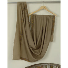 Load image into Gallery viewer, Sanskriti Vintage Long Brown Pure Woolen Shawl Handmade Suzani Soft Scarf Stole

