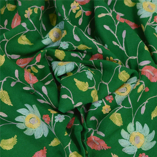 Санскрити Винтаж Длинный Зеленый Чистый Шерстяной Шаль Ручной Работы Ари Рабочий Шарф Палантин