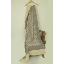 Load image into Gallery viewer, Sanskriti Vintage Long Ivory Pure Woolen Shawl Woven Scarf  Wrap Throw Stole
