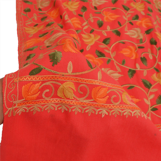 Санскрити Винтаж Длинный Красный Чистый Шерстяной Шаль Ручной Работы Ари Шарф Накидка Палантин