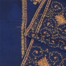 Load image into Gallery viewer, Sanskriti Vintage Long Stole Blue Pure Woolen Shawl Handmade Suzani Soft Scarf
