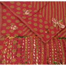 Load image into Gallery viewer, SANSKRITI NEW DARK RED HAND EMBROIDERED SHAWL SCARF BOIL WOOL STOLE WARM
