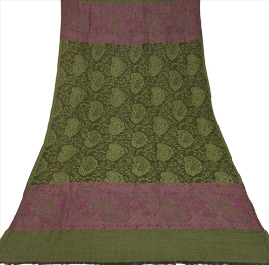 Sanskriti New Indian Woven Viscose Shawl Scarf Stole Warm Green Paisley