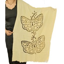 Load image into Gallery viewer, Sanskriti New Embroidered Indian Cream Shawl Scarf Patch Work Woolen Stole
